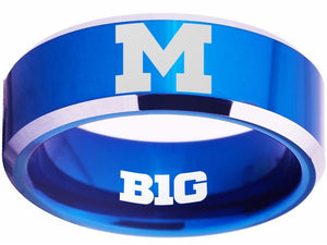 Michigan Ring | Blue & Silver Wedding Ring | Sizes 4-17 #wolverines