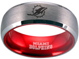 Miami Dolphins Ring Silver & Red Tungsten Wedding Ring #miami #dolphins #miamidolphins