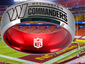 Washington Commanders Ring Silver & Red Wedding Ring #Commanders #NFL