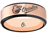 Baltimore Orioles Ring Orioles Rose Gold & Black Wedding Ring #orioles Sizes 6 - 13