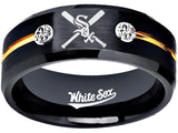 Chicago White Sox Ring Black & Gold CZ Wedding Ring Sizes 6 - 13 #whitesox #mlb