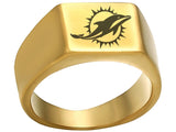 Miami Dolphins Ring Gold Titanium Steel Ring #miami #dolphins