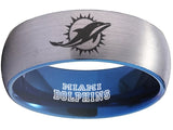 Miami Dolphins Ring Silver & Blue Tungsten Wedding Ring #miami #dolphins #miamidolphins