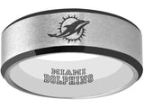 Miami Dolphins Ring Silver & Black Tungsten Wedding Ring #miami #dolphins #miamidolphins