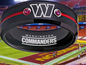 Washington Commanders Ring Black & Red CZ Tungsten Wedding Ring #NFL #COMMANDERS