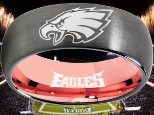 Philadelphia Eagles Ring Grey & Rose Gold Wedding Ring #philadelphia #eagles #nfl