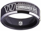 Washington Commanders Ring Black & Silver Wedding Ring #Commanders #NFL