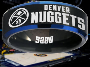 Denver Nuggets Ring: Black & Blue Wedding Band | Sizes 6-13 | #Denver #Nuggets #5280