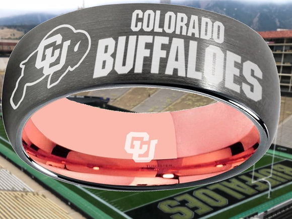 Colorado Buffaloes Ring Grey & Rose Gold Wedding Band | Sizes 6-13 #buffs #ncaa