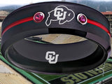 Colorado Buffaloes Ring Black & Red CZ Wedding Band | Sizes 6-13 #buffs #ncaa