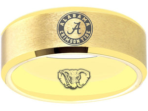 Alabama Crimson Tide Ring Gold Ring Tungsten Ring #alabama