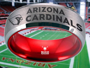 Arizona Cardinals Ring Silver & Red Wedding Band | Sizes 6 - 13 #arizonacardinals #nfl