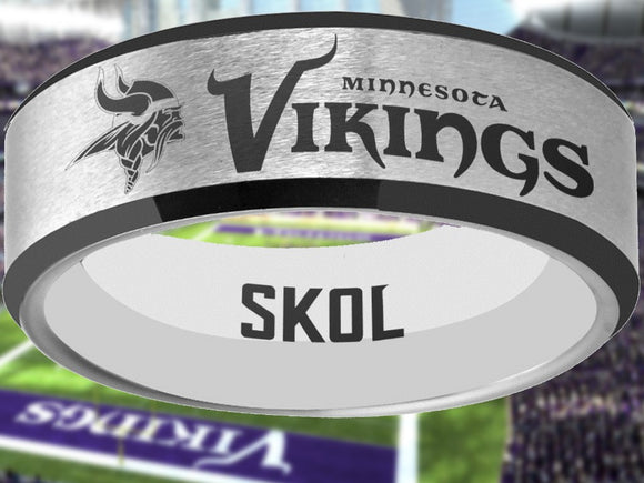 Minnesota Vikings Ring Silver & Black Wedding Band | Sizes 6-13 #vikings #skol #nfl