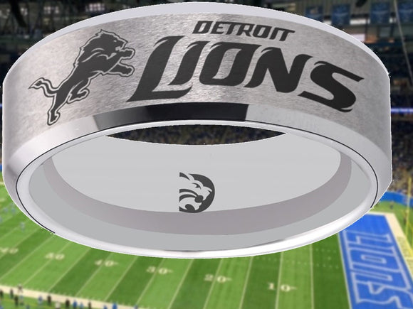 Detroit Lions Ring Silver Wedding Band | Sizes 6-13 #detroit #lions #nfl