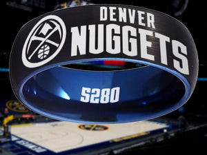 Denver Nuggets Ring: Black & Blue Wedding Band | Sizes 6-13 | #Denver #Nuggets #5280