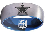 Dallas Cowboys Ring Silver and Blue Ring 8mm Tungsten Ring #cowboys