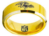 Baltimore Ravens Ring Gold Ring Ravens Logo Ring 8mm Tungsten Ring #ravens