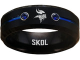 Minnesota Vikings Ring Black & Blue CZ Wedding Band | Sizes 6-13 #vikings #skol #nfl