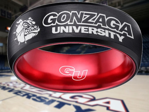 Gonzaga Bulldogs Ring Black & Red Wedding Ring Sizes 6 - 13 #gonzaga #bulldogs