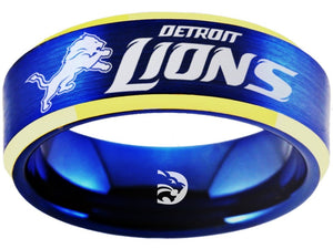 Detroit Lions Ring Blue & Gold Wedding Band | Sizes 6-13 #detroit #lions #nfl