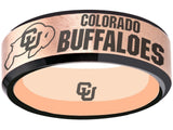 Colorado Buffaloes Ring Rose Gold & Black Wedding Band | Sizes 6-13 #buffs #ncaa