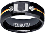 Miami Hurricanes Ring Black & Gold CZ Wedding Band | Sizes 6-13 #miami #hurricanes #TheU