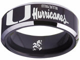 Miami Hurricanes Ring Black & Silver Wedding Band | Sizes 4-17 #U #miami #hurricanes