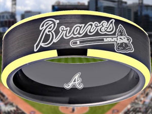 Atlanta Braves Ring Black & Gold Tungsten Wedding Ring Sizes 6 - 13 #atlanta #braves