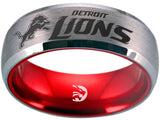 Detroit Lions Ring Silver & Red Wedding Band | Sizes 6-13 #detroit #lions #nfl