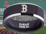 Boston Red Sox Ring Red Sox Wedding Ring Black & Silver Size 4 - 17