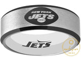 New York Jets Ring Silver & Black Wedding Ring Sizes 6 - 13 #jets #nyjets