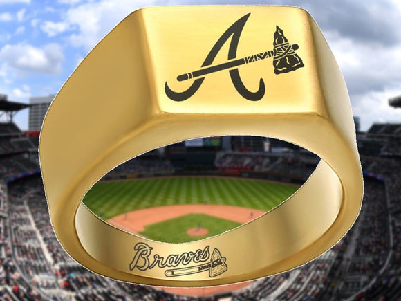 Atlanta Braves Gold Titanium Steel Ring #atlanta #braves #mlb