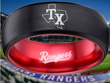 Texas Rangers Ring Rangers Black & Red Wedding Ring #rangers Sizes 6 - 13