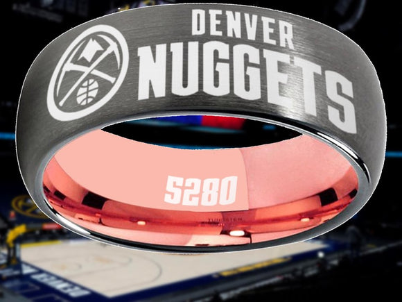 Denver Nuggets Ring: Grey & Rose Gold Wedding Band | Sizes 6-13 | #Denver #Nuggets #5280