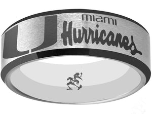 Miami Hurricanes Ring Silver & Black Wedding Band | Sizes 6-13 #miami #hurricanes #TheU