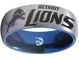 Detroit Lions Ring Silver & Blue Wedding Band | Sizes 6-13 #detroit #lions #nfl