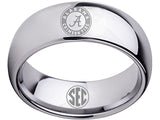 Alabama Crimson Tide Ring Wedding Band 8mm Silver Tungsten Wedding Ring Sz 5 - 16