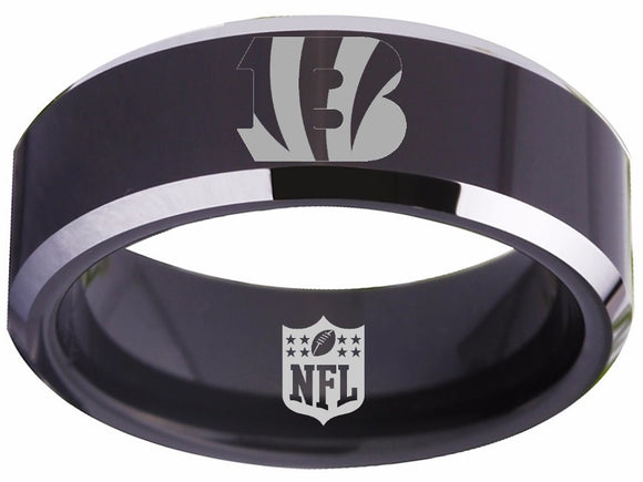 Cincinnati Bengals Ring Black & Silver Wedding Band | Sizes 4-17 #bengals