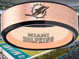 Miami Dolphins Ring Rose Gold & Black Tungsten Wedding Ring #miami #dolphins #miamidolphins