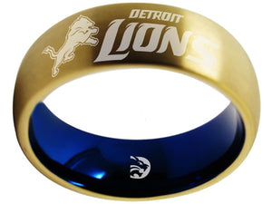 Detroit Lions Ring Gold & Blue Wedding Band | Sizes 6-13 #detroit #lions #nfl