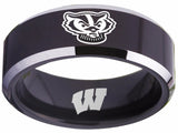 Wisconsin Badgers Ring Black Ring Tungsten NCAA #badgers