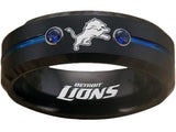 Detroit Lions Ring Black & Blue CZ Wedding Band | Sizes 6-13 #detroit #lions #nfl