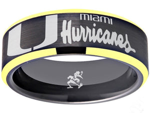 Miami Hurricanes Ring Black & Gold Wedding Band | Sizes 6-13 #miami #hurricanes #TheU