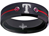 Texas Rangers Ring World Series Ring Black & Red CZ Wedding Band | Sizes 6-13 #texasrangers #mlb