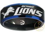 Detroit Lions Ring Black & Blue Wedding Band | Sizes 6 - 13 #detroitlions #nfl