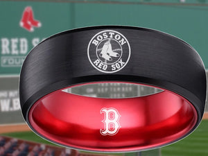 Boston Red Sox Ring Red Sox Wedding Ring Black & Red Sizes 6 - 13