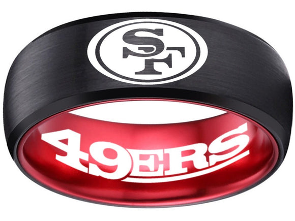 San Francisco 49ers Ring | Black & Red Wedding Ring | Sizes 6-13