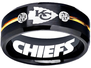 Kansas City Chiefs Ring Black & Gold CZ Wedding Ring | Sizes 6-13 #chiefs