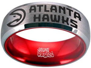 Atlanta Hawks Ring Silver & Red Wedding Ring Sizes 6-13 #atlanta #hawks