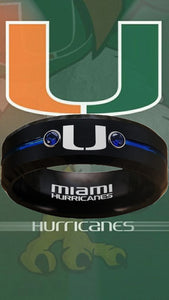 Miami Hurricanes Ring Black & Blue CZ Wedding Band | Sizes 6-13 #miami #hurricanes #TheU